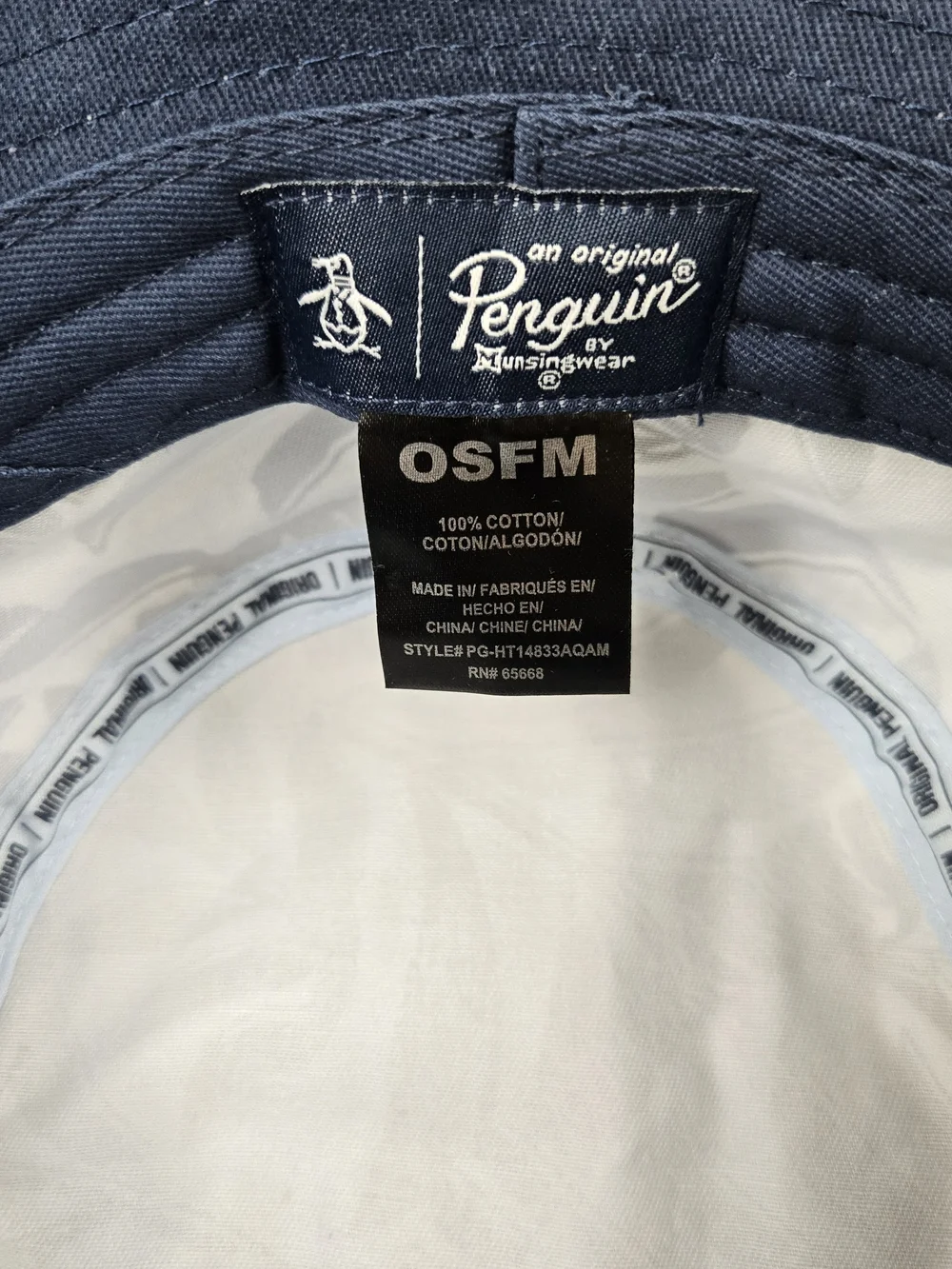 Original Penguin Navy & White Tropical Leaf Bucket Hat
